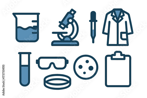 Laboratory equipment and materials used for scientific research and experiments in a clinical setting