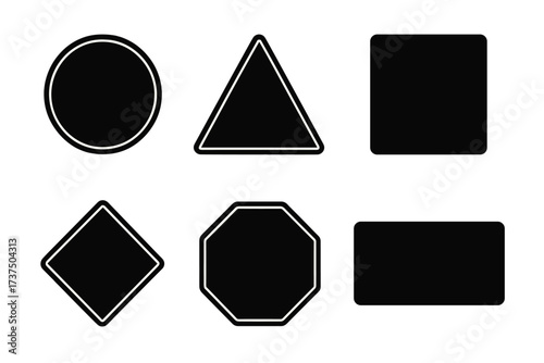 Collection of basic geometric shapes with outlines including circle triangle square and octagon