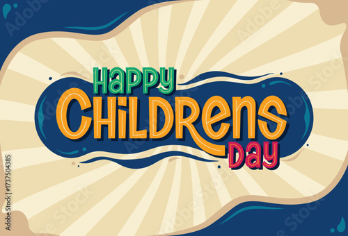 Lettering Happy Children's Day with a joyful design, perfect for events, posters, and social media, making everyone smile on this special occasion