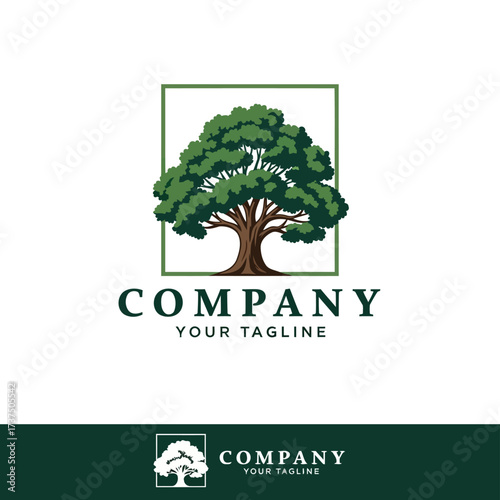 Vector art of company tree logo, representing growth, stability, and nature with a classic design and a touch of corporate elegance