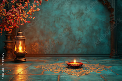 Celebrating Diwali, Vibrant Diwali background featuring glowing diyas,Deepavali or Dipavali the festival of lights india