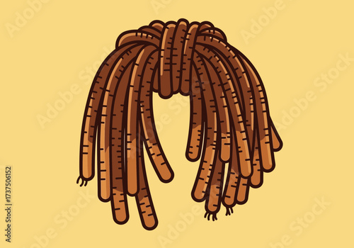 Textured Dreadlocks Hairstyle Illustration on a Soft Light Yellow Background