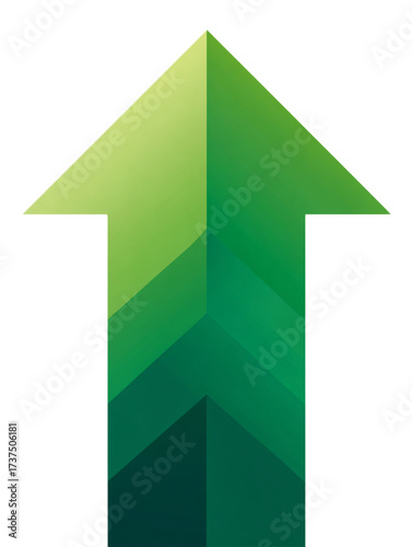 Green arrow pointing up, isolated on transparent background