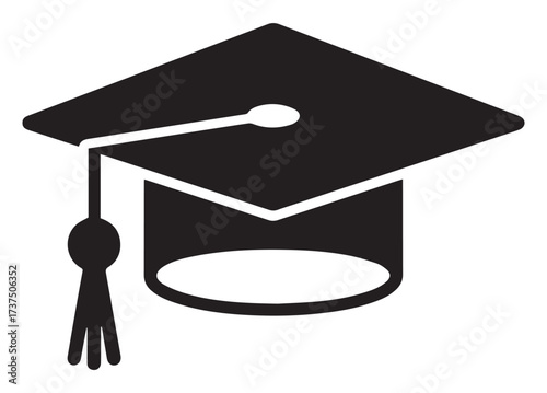 Black Graduation Cap with Cylindrical Crown and Tassel