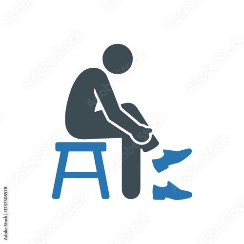 Man sitting on a stool with his legs crossed a simple vector illustration of a person resting