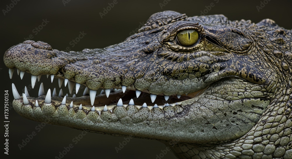 Obraz premium Powerful crocodile in river habitat, symbol of strength and prehistoric wildlife, perfect for nature, reptile, and conservation themes.