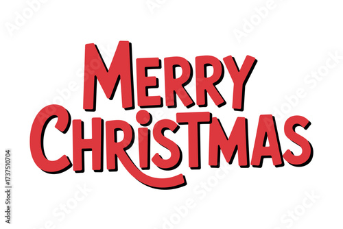 Wallpaper Mural Red merry christmas text with black shadow on a white background Torontodigital.ca