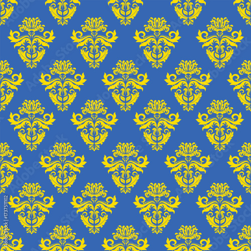 Deep blue backdrop accented by vivid yellow elements in a precise, orderly arrangement, delivering a sense of luxury and energy through bold color contrast.