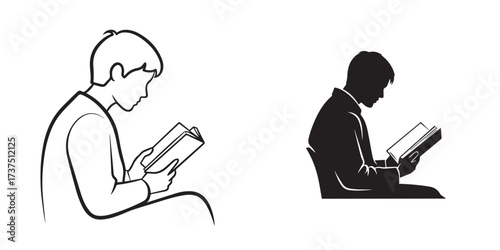 Young Person Reading a Book with Focus and Concentration
