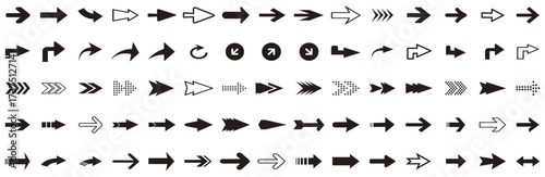 Arrows big black set icons. Arrow icon, Arrow vector collection, Arrow Cursor, Collection different arrows sign, Modern simple arrows, Black arrow pointing to the right, Vector arrow illustration.