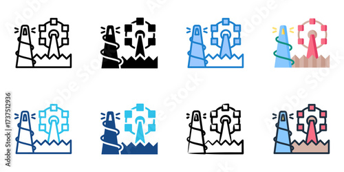 County fairgrounds icon set multiple style collection 
