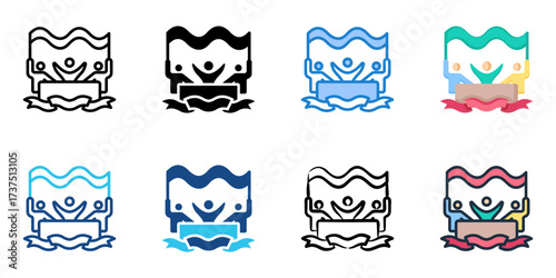 Public gatherings icon set multiple style collection 
