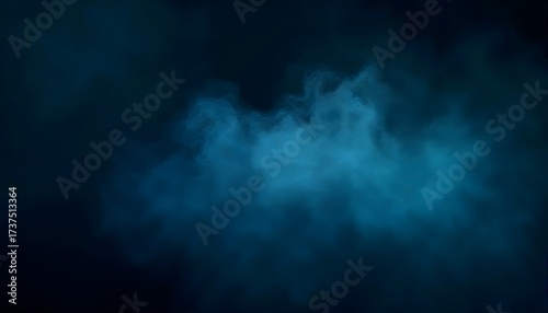 Abstract Blue Swirling Smoke Cloud Wisps Against A Dark Background
