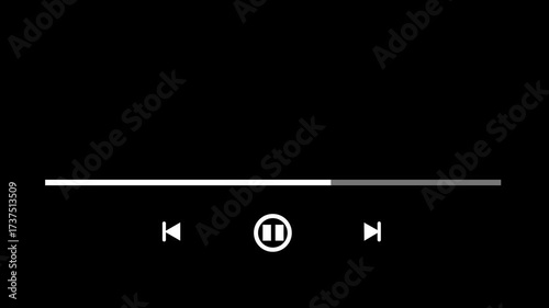 music video play bar  black background  video music play bar animation.
media player progress timeline bar  scroll bar  Audio music bar icon overlay song or video  4k video.