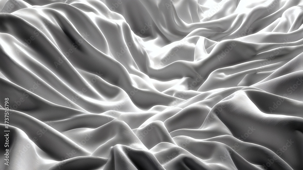 Obraz premium Stunning flowing white satin background for elegant designs adding a touch of luxury and sophistication for fashion beauty and high-end branding projects
