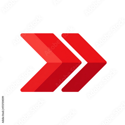 Red double arrow icon isolated on transparent background