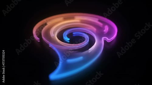 Abstract Neon Swirl of Glowing Colors in a Dark Background - Digital Art and Motion