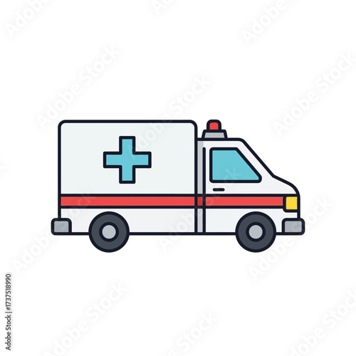 A vector illustration of a medical ambulance, ready for emergency response.