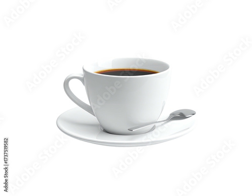 Wallpaper Mural A white coffee cup, filled with dark liquid, sits on a saucer with a spoon Torontodigital.ca