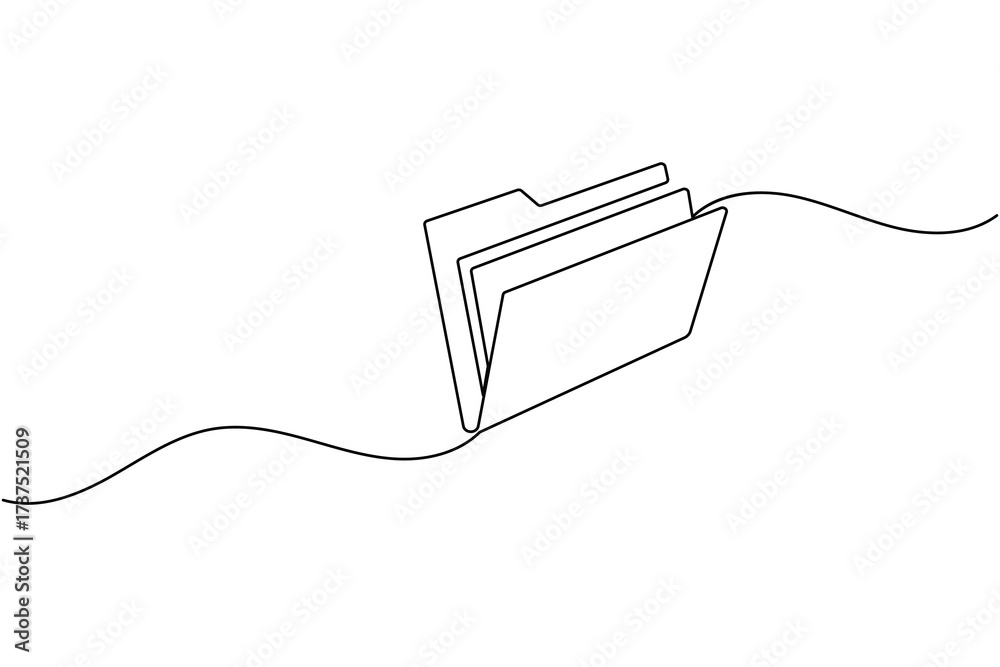 Obraz premium Folder icon continuous one line art drawing of business record file vector illustration