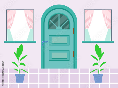 Door Concept IllustrationVector Style