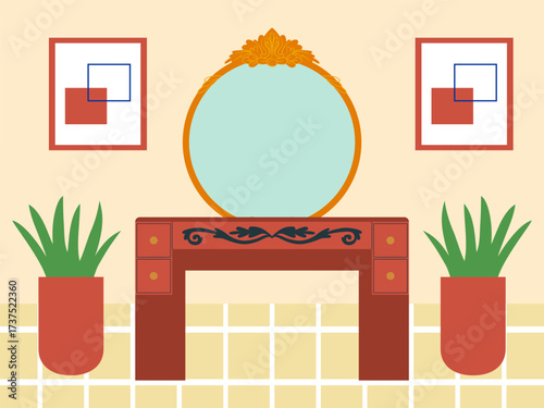 Dressing Table Concept IllustrationVector Style