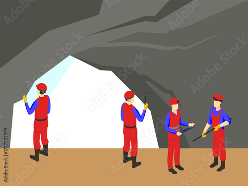 Caving Concept IllustrationVector Style