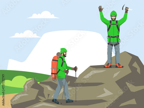 Mountaineering Concept IllustrationVector Style