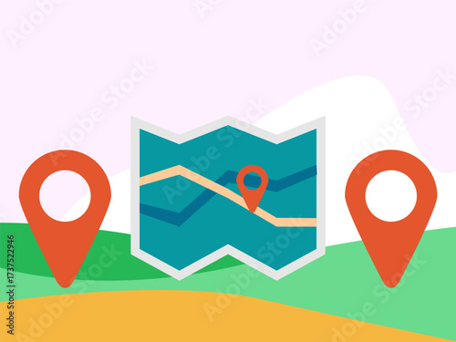 Location pins Concept IllustrationVector Style