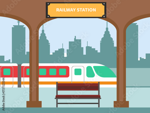 Train Station Concept IllustrationVector Style