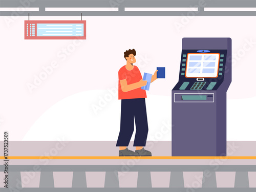Ticket Machine Concept IllustrationVector Style