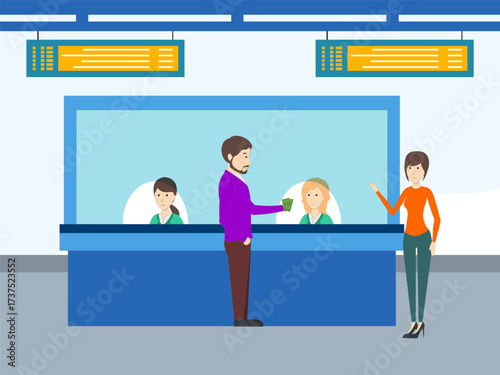 Ticket Office Concept IllustrationVector Style