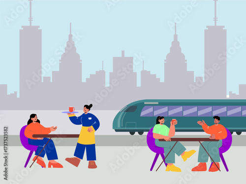 Food Service Concept IllustrationVector Style