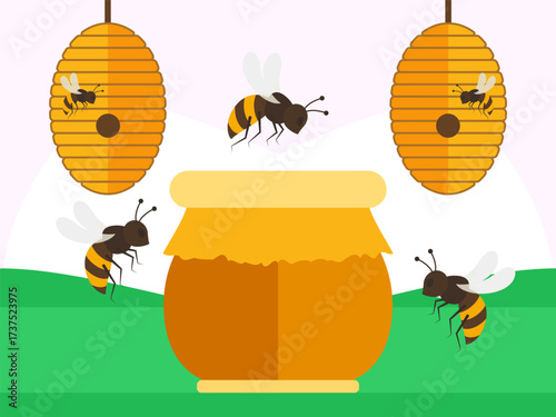 Honeybee Concept IllustrationVector Style