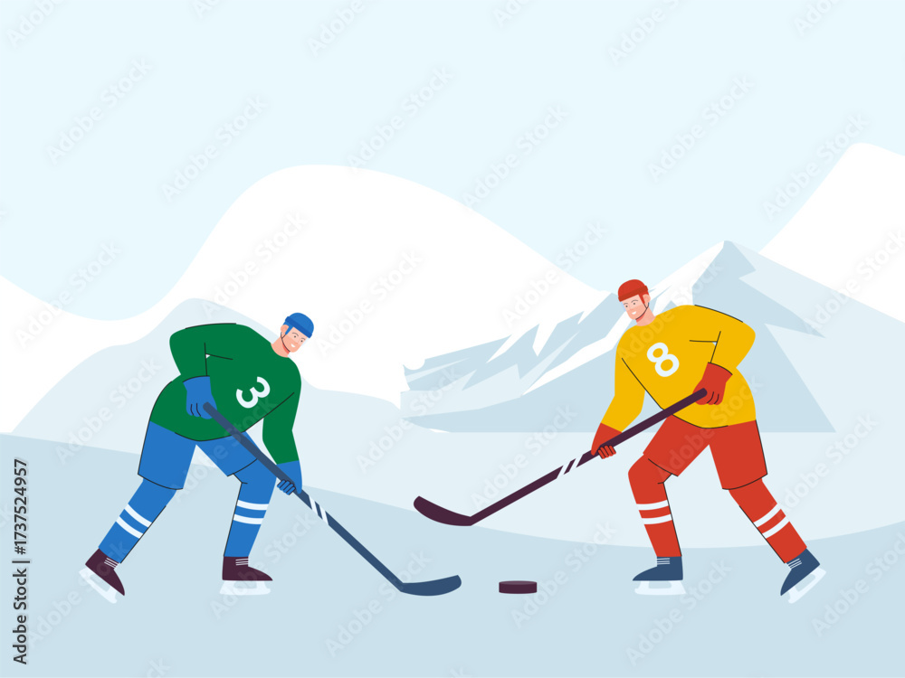 Obraz premium Ice Hockey Concept IllustrationVector Style