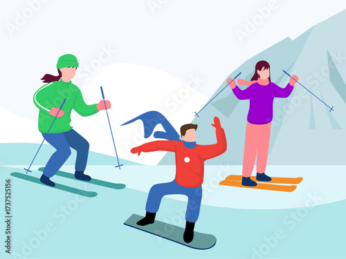 Ski Run Concept IllustrationVector Style