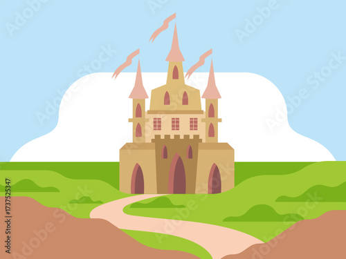 Castle Concept IllustrationVector Style
