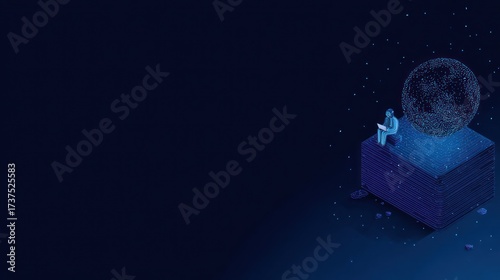 Wallpaper Mural Person using laptop beside illuminated sphere against dark background Torontodigital.ca