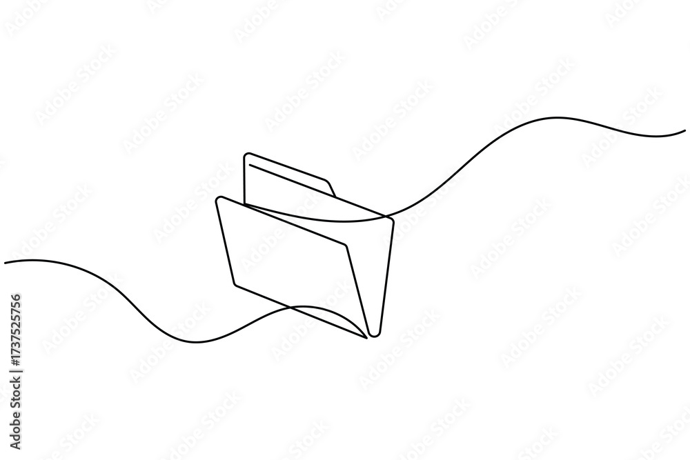 Obraz premium Folder icon continuous one line art drawing of business record file vector illustration