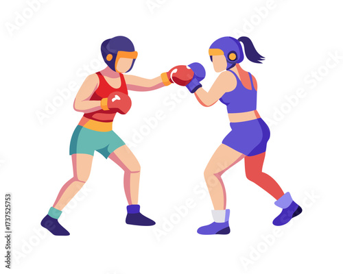2 women boxer in action