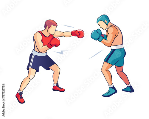 2 male boxer in action