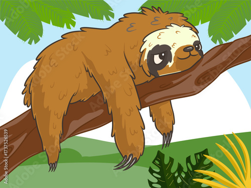 Sloth Concept IllustrationVector Style