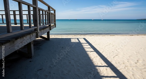 Wooden Pier on a Tropical Beach with Turquoise Water.