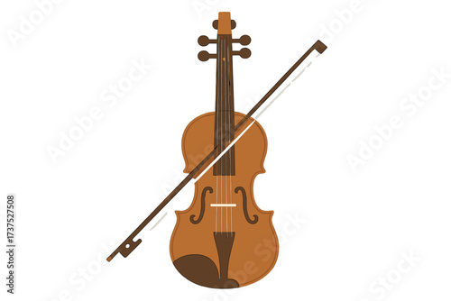 Elegant wooden violin and bow for classical music performance, a beautiful string instrument used in orchestras