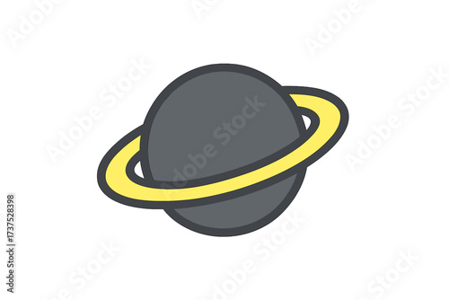 Abstract depiction of a distant planet with a distinctive orbital ring system