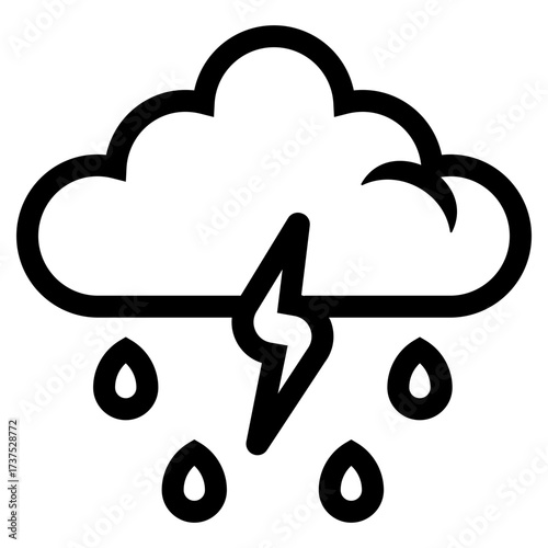 storm weather with lightning cloud and rain icon
