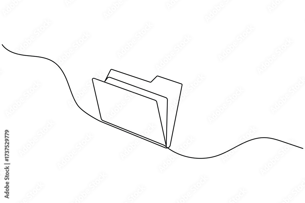 Obraz premium Folder icon continuous one line art drawing of business record file vector illustration