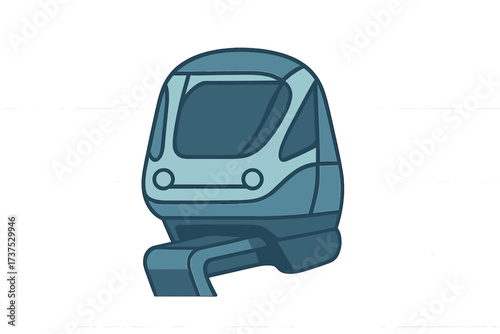 Modern train design showcased in a sleek, streamlined style with a minimalist approach to color and shape