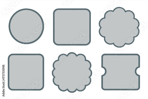 Assortment of blank geometric and decorative shapes with subtle texture and clean outlines