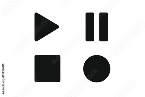 Universal multimedia playback control buttons and interface icons for digital devices